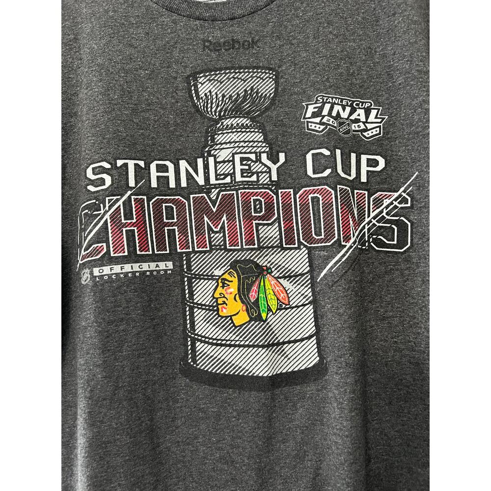 Reebok 2015 NHL Chicago Blackhawks Stanley Cup Shirt Size Large - Picture 3 of 4